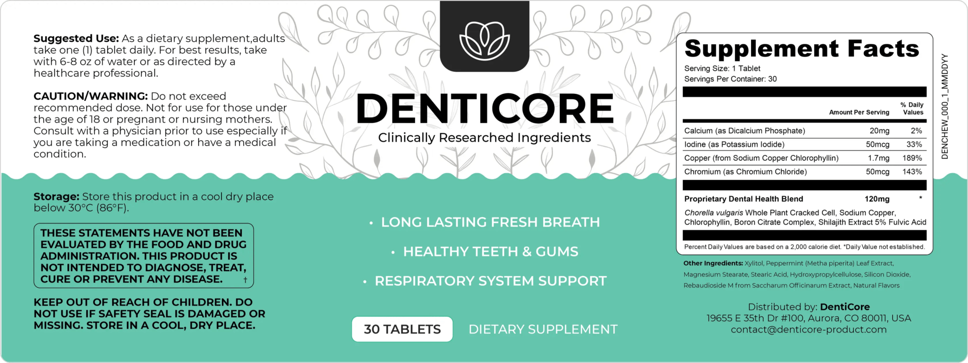 denticore supplement facts