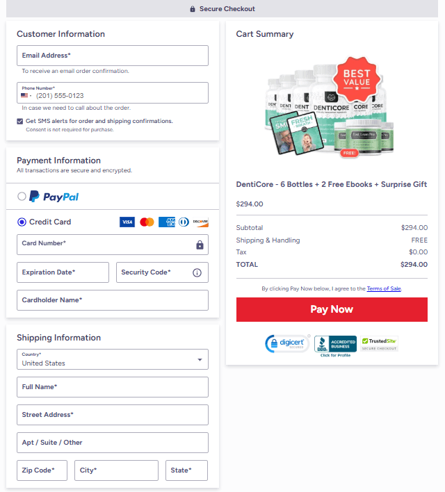 DentiCore-order-page